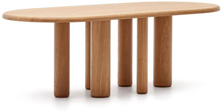 Kave Home Ovale Eettafel 'Mailen' Essenhout, 220 x 105cm, kleur Naturel - 220 x 105 cm