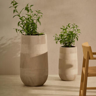 Kave Home Plantenpot 'Tival' Set van 2 stuks, kleur Beige