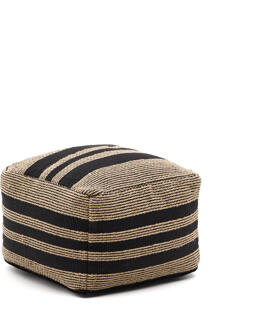 Kave Home Poef 'Aylin' Katoen en jute, kleur Beige/Zwart Beige / Zwart