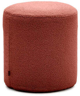 Kave Home Poef 'Kaeli' Bouclé, 43cm, kleur Terracotta