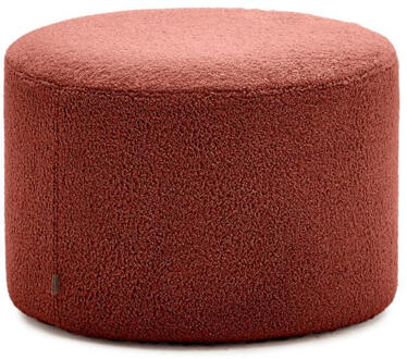 Kave Home Poef 'Kaeli' Bouclé, 60cm, kleur Terracotta