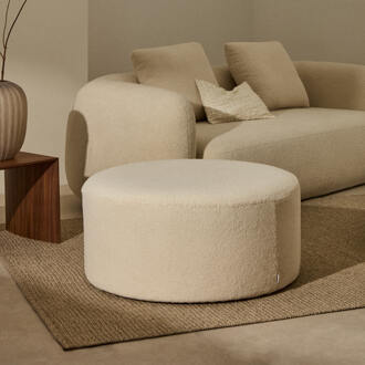 Kave Home Poef 'Kaeli' Bouclé, 90cm, kleur Ecru