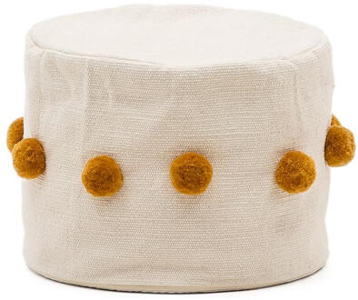 Kave Home Poef 'Manua' 40cm, kleur Beige/Mosterdgeel