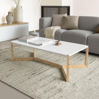 Kave Home Quatro salontafel wit en essen 120 x 60 cm Bruin, Wit