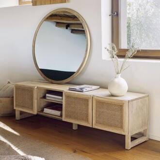 Kave Home Rexit TV-meubel met 3 deuren in massief hout en Bruin