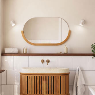 Kave Home Rokia massief teakhouten spiegel 90 x 55 cm Bruin