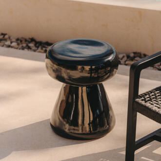 Kave Home Ronde Bijzettafel 'Manya' Keramiek, 38cm, kleur Zwart - 38 cm