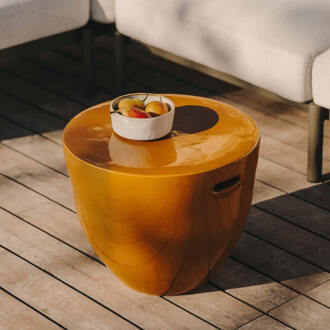 Kave Home Ronde Bijzettafel 'Mesquida' Cement, 46cm, kleur Mosterdgeel