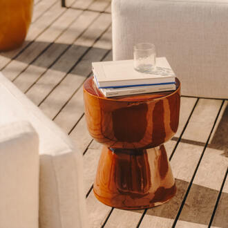 Kave Home Ronde Bijzettafel 'Mesquida' Keramiek, 36cm, kleur Terracotta Bruin - 36 cm