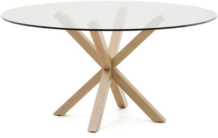 Kave Home Ronde Eettafel 'Argo' Glas en houtlook, 150cm, kleur Naturel - 150 cm