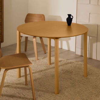 Kave Home Ronde Eettafel 'Indara' Essen en rubberhout, 110cm Naturel