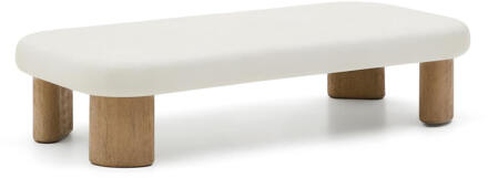 Kave Home Salontafel 'Labra' Cement en acaciahout, 140 x 70cm Wit - 140 x 70 cm