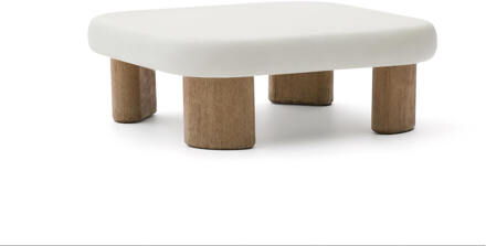 Kave Home Salontafel 'Labra' Cement en acaciahout, 80 x 80cm Wit - 80 x 80 cm