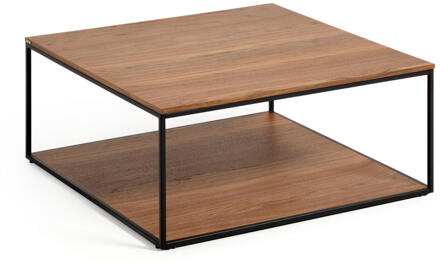 Kave Home Salontafel 'Yoana' Walnoot en metaal, 80 x 80cm - 80 x 80 cm