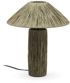 Kave Home Samse-tafellamp van groene raffia