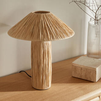 Kave Home Samse-tafellamp van natuurlijke raffia Bruin