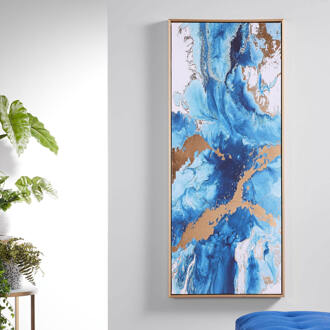 Kave Home Schilderij Iconic 50 x 120 cm Blauw, Goud