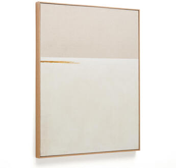 Kave Home Schilderij 'Salin' Horizontale streep, Linnen, 100 x 80cm Beige