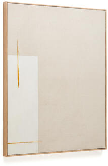 Kave Home Schilderij 'Salin' Verticale streep, Linnen, 100 x 80cm Beige