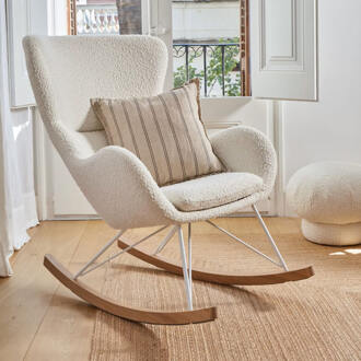 Kave Home Schommelstoel Vania met witte schapenvacht