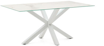 Kave Home Tafel Arya - L160 X B90 X H75 Cm - Wit - Keramiek Tafelblad Marmereffect