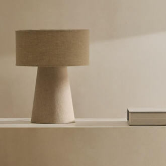 Kave Home Tafellamp 'Algaida' Stof, 35cm hoog Wit