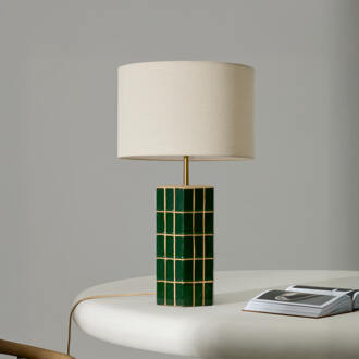 Kave Home Tafellamp 'Rue' Keramiek incl. kap, kleur groen / ecru