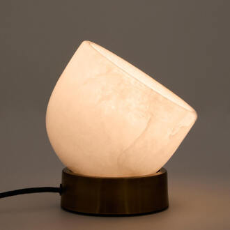 Kave Home Tafellamp 'Shenli' Messing en albast, 17cm Wit