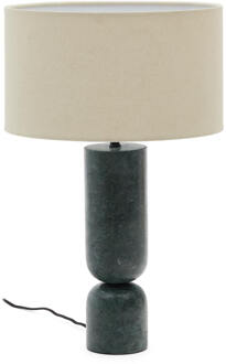 Kave Home Tafellamp 'Vex' Marmer en linnen, 57cm, kleur Beige/Donkergroen Beige/Bruin