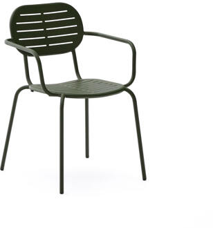 Kave Home Tuinstoel 'Brai' Met armleuning, Staal, kleur Donkergroen