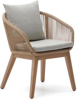 Kave Home Tuinstoel 'Portalo' Acaciahout en gevlochten touw, kleur Beige