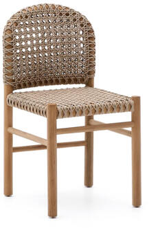 Kave Home Tuinstoel 'Tavira' Teakhout en touw Beige