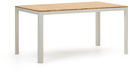 Kave Home Tuintafel 'Bona' Teakhout, 163 x 90cm, kleur Naturel/Wit - 163 x 90 cm