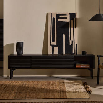 Kave Home TV-meubel 'Lenon' Eikenhout, 200cm, kleur Zwart