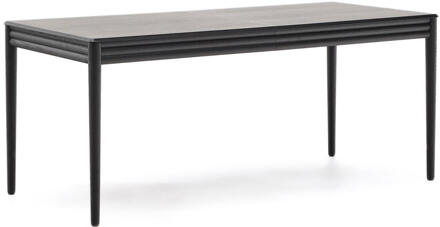 Kave Home Uitschuifbare Eettafel 'Lenon' Eikenhout, 160-200 x 90cm, kleur Zwart