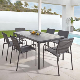 Kave Home Uitschuifbare Tuintafel 'Zaltana' 140 - 200 x 90cm, kleur Mat Zwart - 140-200 x 90 cm