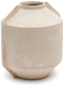 Kave Home Vaas 'Meja' Papier-maché, 38cm hoog Wit - 38 cm