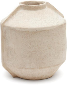 Kave Home Vaas 'Meja' Papier-maché, 47cm hoog Wit - 47 cm