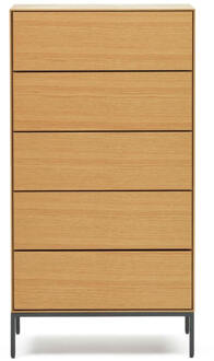 Kave Home Vedrana ladekast met 5 laden in eikenfineer met zwarte