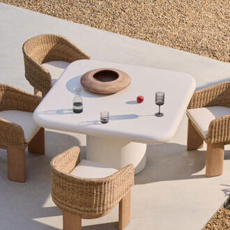 Kave Home Vierkante Eettafel 'Addaia' Cement, 135 x 135cm Wit