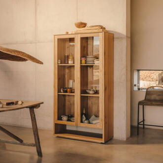 Kave Home Vitrinekast 'Alguema' Eiken en glas, 185 x 100cm - 185 x 100 cm