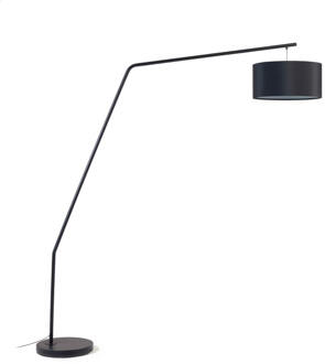 Kave Home Vloerlamp Ciana metaal met zwarte finish en katoenen kap