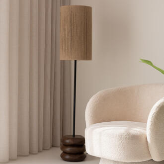 Kave Home Vloerlamp 'Kor' Acaciahout en jute, 147cm