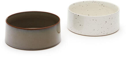 Kave Home Voerbak 'Dumbi' Set van 2 stuks, Keramiek Groen