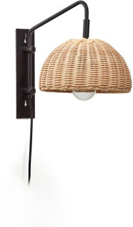 Kave Home Wandlamp 'Damila' Rotan, kleur Zwart