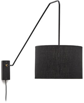 Kave Home Wandlamp 'Jex' Linnen, 104cm Zwart