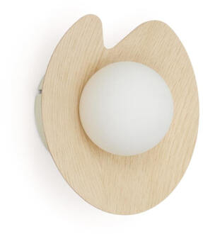 Kave Home Wandlamp 'Wilara' Eiken en glas Bruin