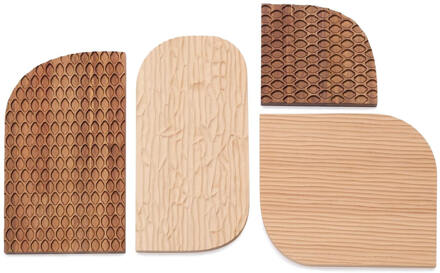 Kave Home Wandpaneel 'Trivax' Set van 4 stuks, Acaciahout Bruin