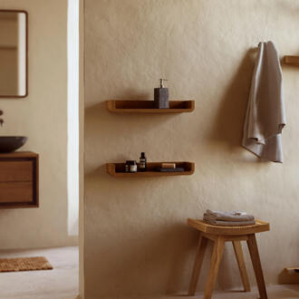 Kave Home Wandplank 'Shamel' Teakhout, Set van 2 stuks, kleur Walnoot