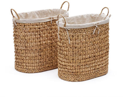 Kave Home Wasmand 'Tressa' Natuurvezel, Set van 2 stuks Lichtgrijs
